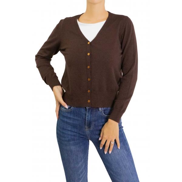 Cardigan con bottoni tinta unita con scollo a V